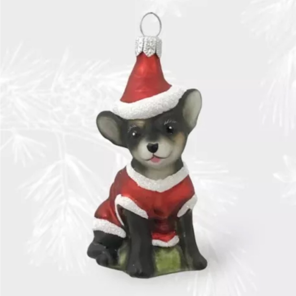 Chihuahua Dog Wearing a Santa Outfit Polish Glass Christmas Ornament Pet Animal